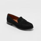 Women's Aanmae Wide Width Faux Leather Suede Closed Back Loafers - Universal Thread Black 9w,