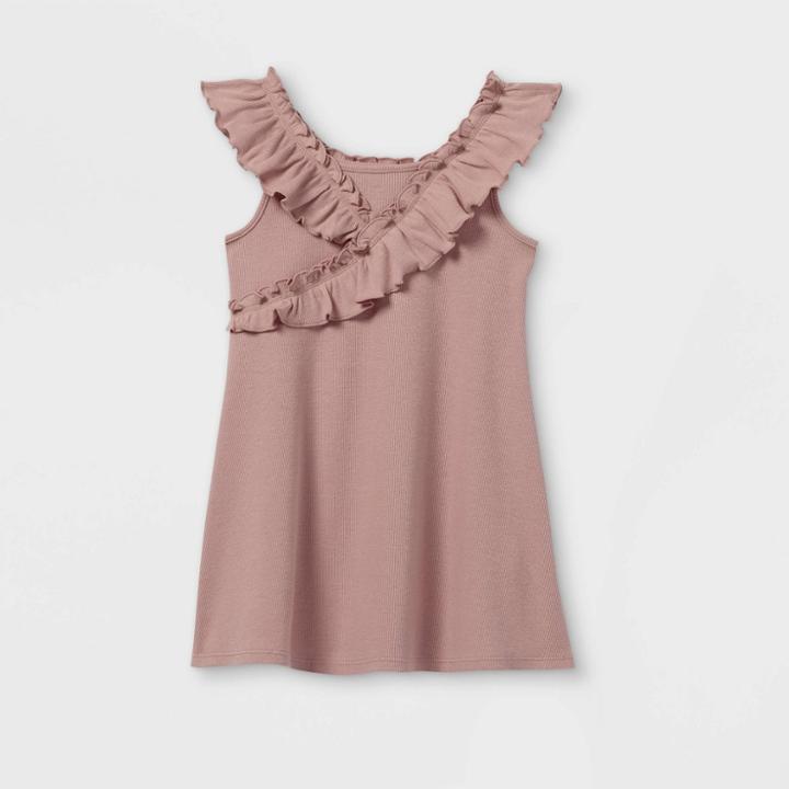 Toddler Girls' Ribbed Ruffle Tank Dress - Art Class Light Purple