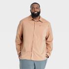 Men's Big & Tall Long Sleeve Button-up T-shirt - All In Motion Dark Butterscotch