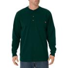 Dickies Men's Big & Tall Cotton Heavyweight Long Sleeve Pocket Henley Shirt- Hunter Green Xl Tall,