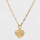 14k Gold Dipped 'a' Initial Diamond Cut Heart Pendant Necklace - A New Day Gold