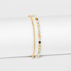 Silver Plated Amazonite Bead Pave Disc Bracelet - A New Day Gold
