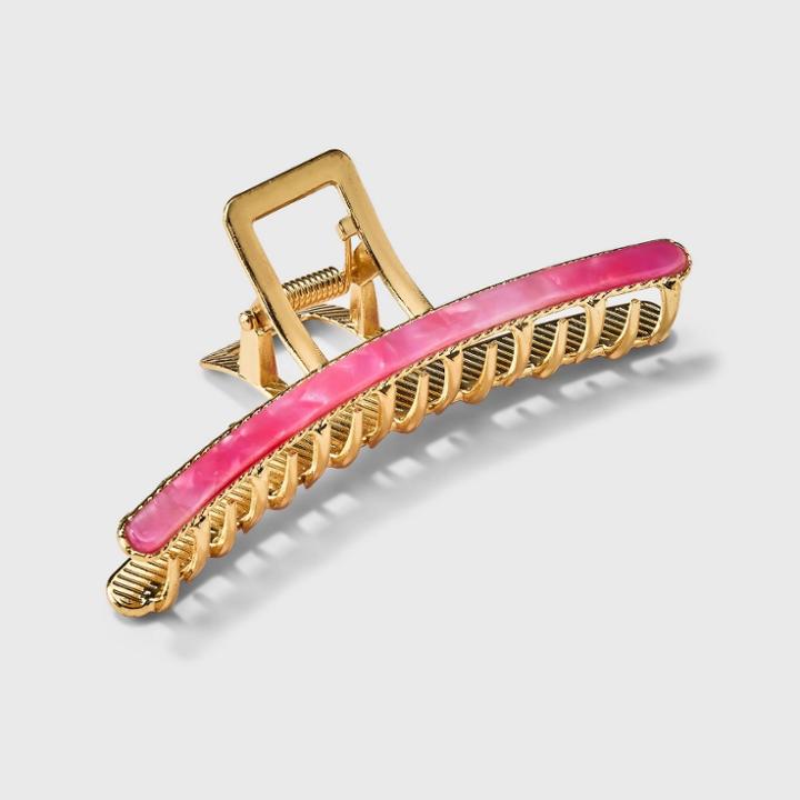 Metal Inlay Claw Hair Clip - A New Day Berry Pink