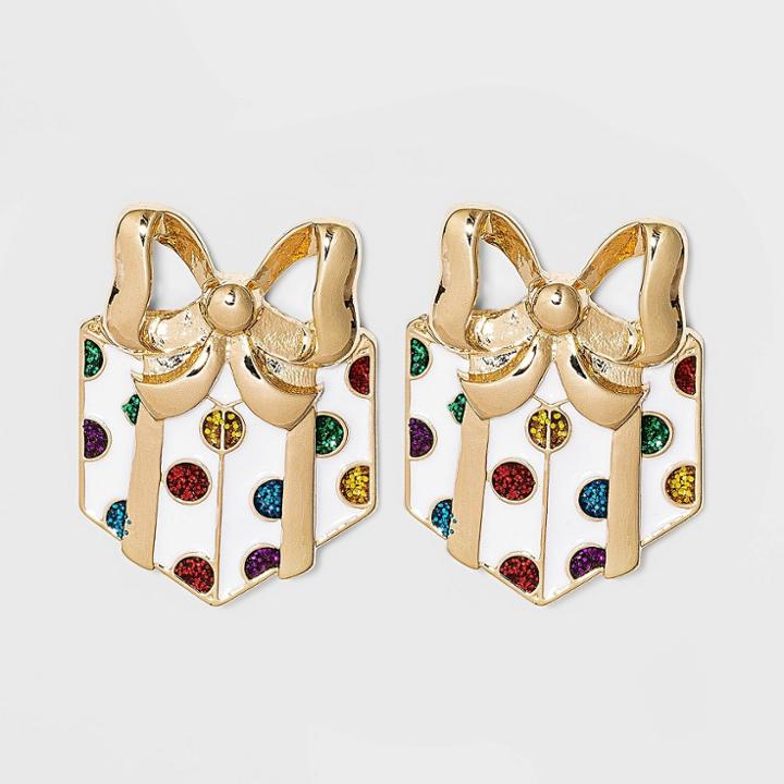 Sugarfix By Baublebar Polka Dot Gift Box Drop Earrings, Gold