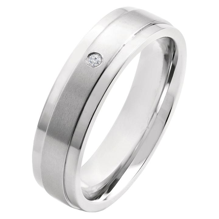 Men's Crucible 0.02 Ct. T.w. Round Cut Diamond Stud Bezel Set Ring In Titanium (h-i-si2)
