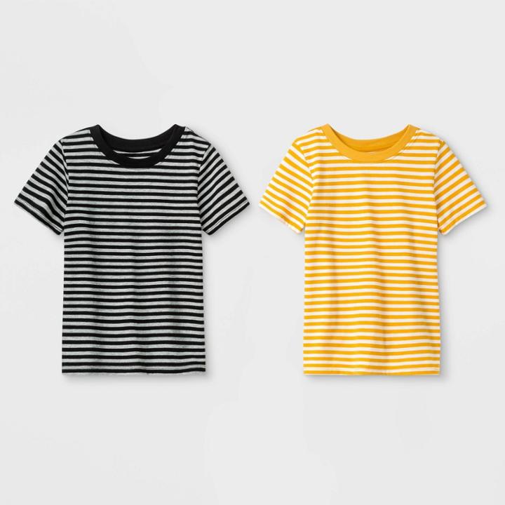 Petitetoddler Boys' 2pk Short Sleeve T-shirt - Cat & Jack Yellow/black 12m, Toddler Boy's