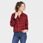 Women's Long Sleeve Flannel Adaptive Button-down Shirt - Universal Thread Red Plaid
