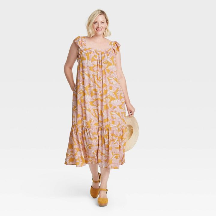 Women's Plus Size Sleeveless Dress - Knox Rose Yellow Floral