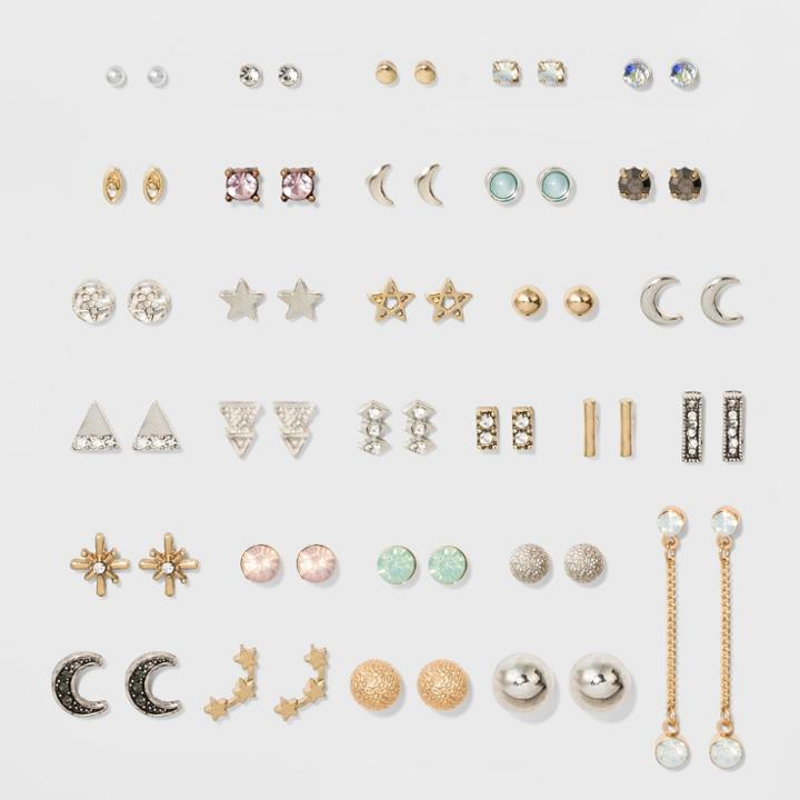 Target Mix Of Stone With Geometric Shapes Multi Earring Set 30ct - Wild Fable,