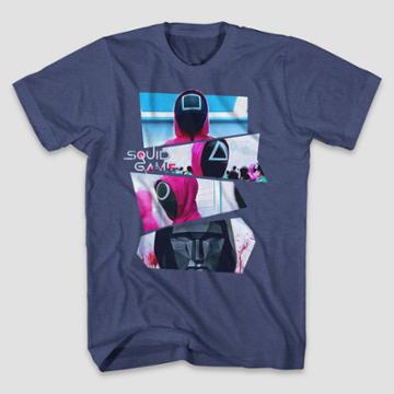 Men's Netflix Squid Game Worker Short Sleeve Graphic T-shirt - Heathered Navy Blue