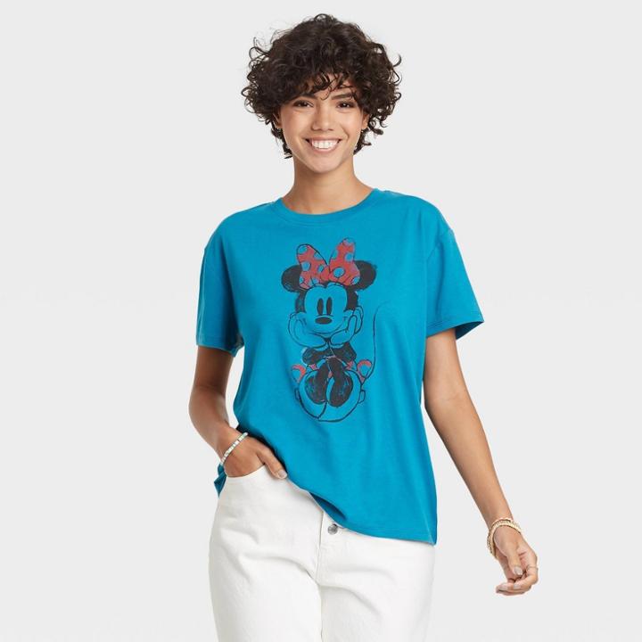 Women's Minnie Mouse Short Sleeve Graphic T-shirt - Teal