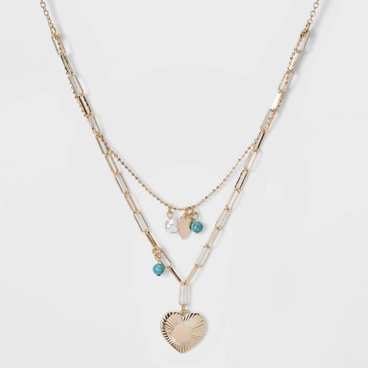 Sugarfix By Baublebar Layered Charm Necklace, Women's, Blue
