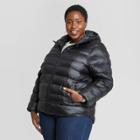 Women's Plus Size Hooded Puffer Jacket - Ava & Viv Black X