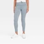 Women's High Waisted Stash Pocket Leggings - A New Day Heathered Blue