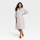 The Nines By Hatch 3/4 Sleeve Button-front Poplin Maternity Dress - Ivory Floral