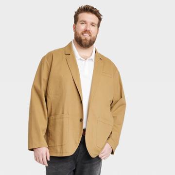 Men's Big & Tall Washed Cotton Blazer - Goodfellow & Co Brown