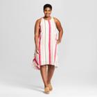 Women's Plus Size Striped Sleeveless High-low Dress - Ava & Viv Cream 2x,