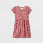 Girls' Short Sleeve Printed Knit Dress - Cat & Jack Red