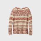 Women's Striped Crewneck Pullover Sweater With Lace-up Side Detail - Knox Rose Brown