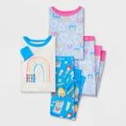 Toddler Girls' 4pc Rainbow & Heart Tight Fit Pajama Set - Cat & Jack Cream