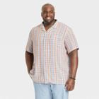 Men's Tall Plaid Standard Fit Short Sleeve Button-down Shirt - Goodfellow & Co Blue/plaid