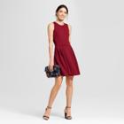 Women's Ponte Fit & Flare Dress - A New Day Burgundy (red)
