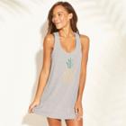 Women's Embroidered Pineapple Tank Cover Up Dress - Xhilaration Gray