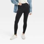 Women's High Waisted Ribbed Contrast Seamless Leggings - Universal Thread Black