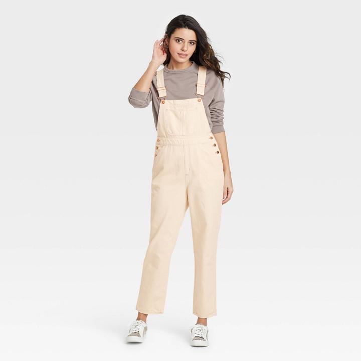 Women's High-rise Ankle Length Taper Denim Overall Jeans - Universal Thread Ecru