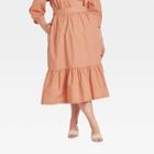 Women's Plus Size Tiered A-line Midi Skirt - A New Day Blush