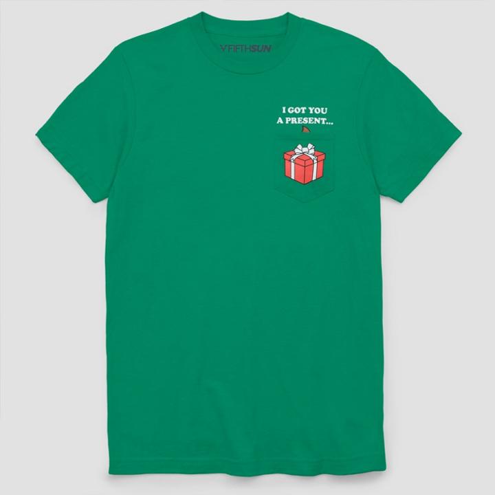 Fifth Sun Men's Ugly Holiday Gift Short Sleeve T-shirt - Kelly Green