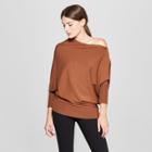 Women's Long Sleeve Asymmetric Slouchy Pullover Sweater - Prologue Brown