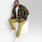 Adult Extended Size Woven Checked Hooded Button-down Shirt - Original Use Black