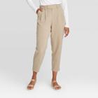 Women's Tapered Ankle Length Pleated Trousers - Prologue Tan