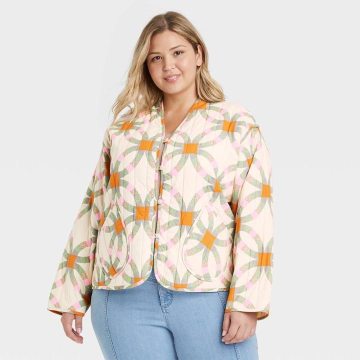 Women's Plus Size Quilted Jacket - Universal Thread Cream