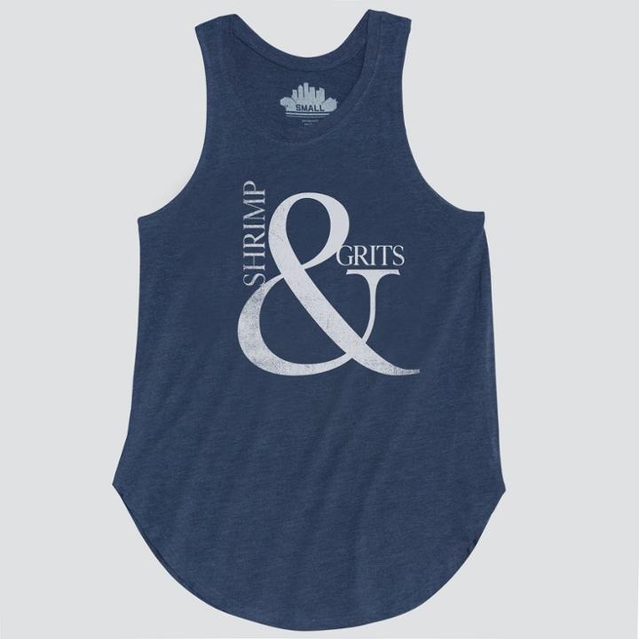 Women's Shrimp And Grits Graphic Tank Top - Awake Navy