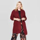 Women's Plus Size Long Sleeve Textured Cardigan - Ava & Viv Burgundy