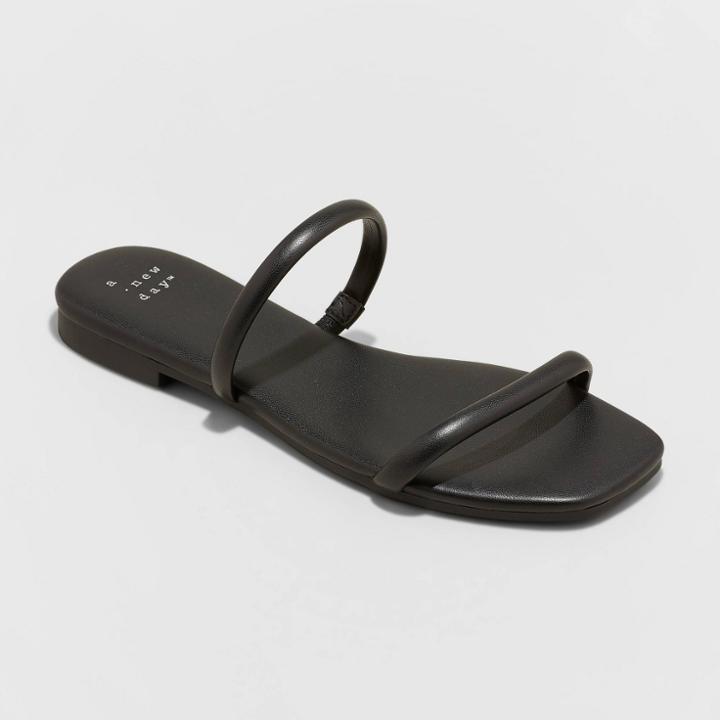 Women's Winnie Skinny Strap Sandals - A New Day Black
