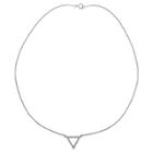 Target Women's Triangle Necklace With Clear Pave Cubic Zirconia In Sterling Silver - Clear/gray
