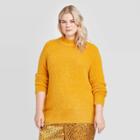 Women's Plus Size Crewneck Fuzzy Pullover Sweater - Who What Wear Gold 1x, Women's,