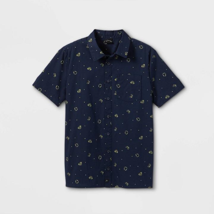 Boys' Short Sleeve Button-down Shirt - Art Class Navy