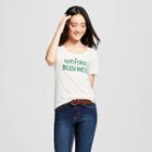 Women's St. Patrick's Day Whiskey Business Scoop Neck Short Sleeve Graphic T-shirt - Grayson Threads - White
