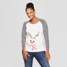 Maternity Long Sleeve Reindeer Raglan T-shirt - Isabel Maternity By Ingrid & Isabel White