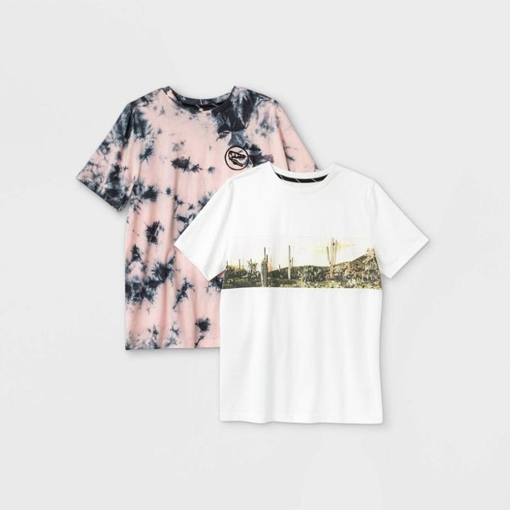Boys' 2pk Cactus Graphic Short Sleeve T-shirt - Art Class Light Pink/white