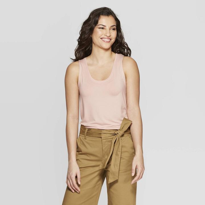 Women's Sleeveless Scoop Neck Tank Top - A New Day Smoked Pink