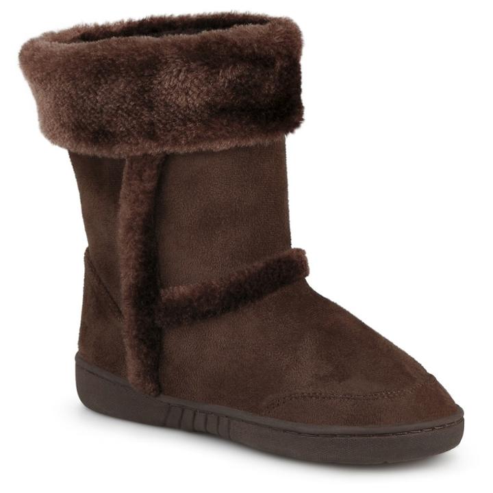 Girls' Journee Collection Chuckie Faux Fur Trim Fashion Boots - Chocolate (brown)