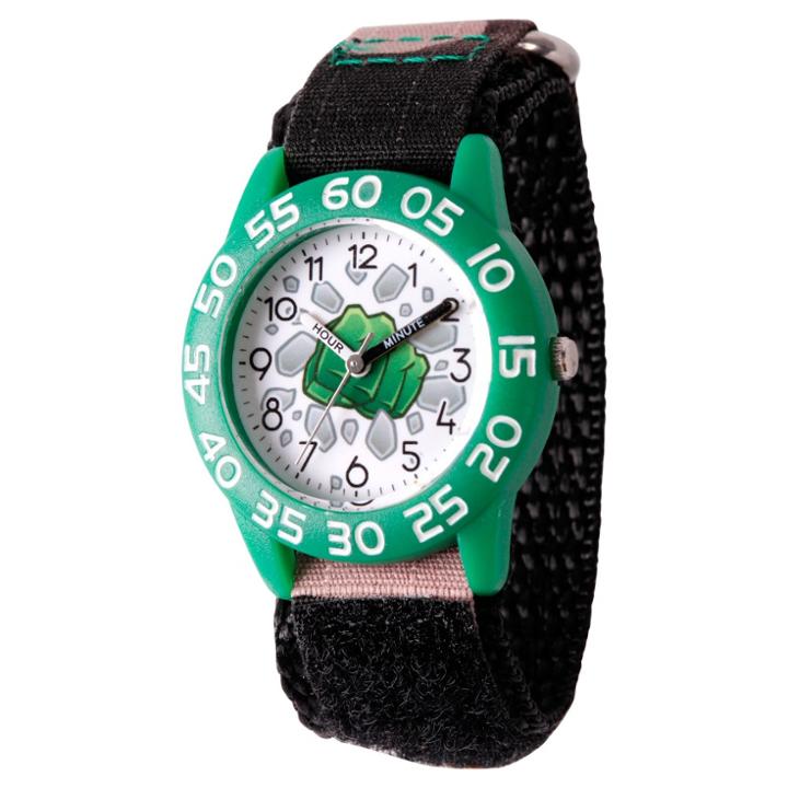 Boys' Marvel Emoji Hulk Fist Plastic Time Teacher Watch - Camo Green, Boy's, Black