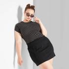 Women's Plus Size Seamed Denim Mini Skirt - Wild Fable Black