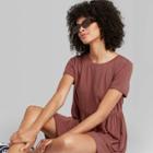 Women's Short Sleeve Knit Babydoll Dress - Wild Fable Cinnamon Xs, Women's, Red
