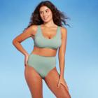 Women's Scalloped Pique Scoop Bikini Top - Kona Sol Lime Green D/dd Cup